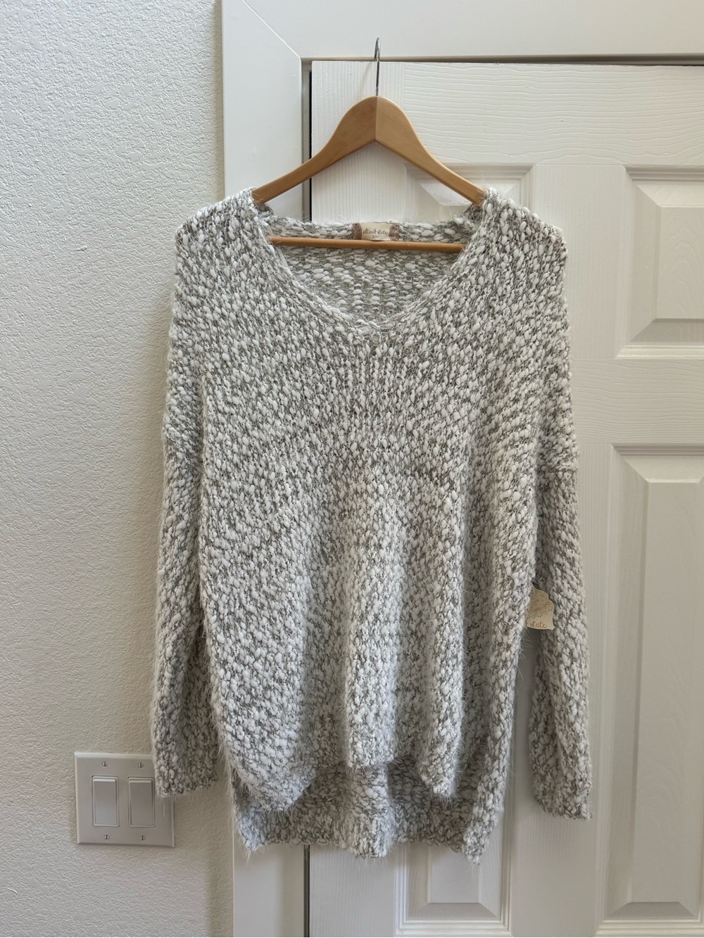 Cozy Grey Chunky V-Neck Sweater - Altar’d State